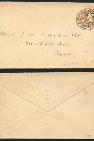 ES11 QV 1d Pink Envelope Stamp 5 Used Birmingham Cancel