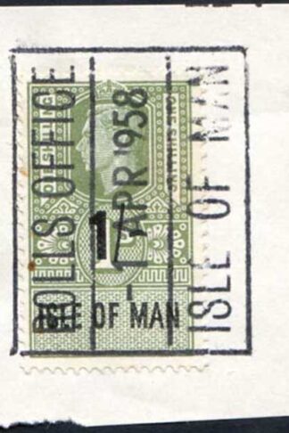 Isle of Man KGVI 1/- Key Plate Type Revenue Used on Piece