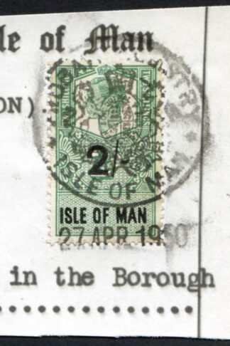 Isle of Man KGVI 2/- Key Plate Type Revenues CDS on Piece