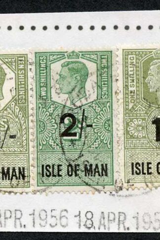 Isle of Man KGVI 10/- 2/- and 1/- Key Plate Type Revenues CDS on Piece