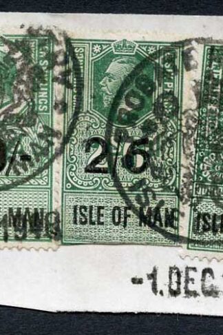 Isle of Man KGV 10/- and 2/6 and KGVI 1/- Key Plate Type Revenues CDS on Piece
