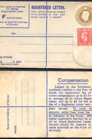 RP66 KGVI 5 1/2d Brown Registered Envelope Size F Mint