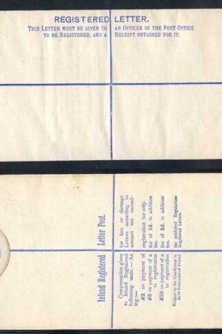 RP14 QV 2d Blue Registered Envelope 2 to 10 on back Size H2 MINT