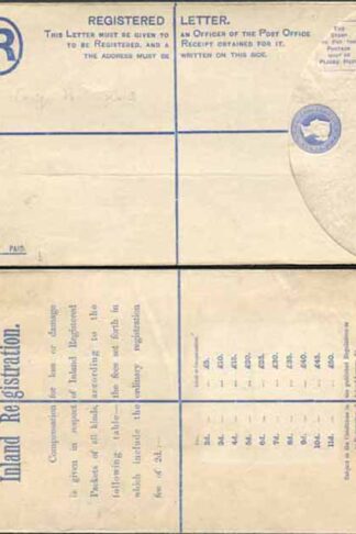 RP23 QV 2d Blue Registered Envelope Size H MINT