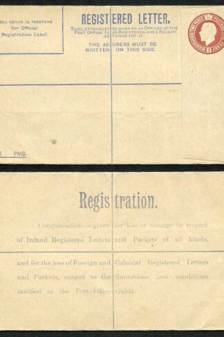 RP28 KGV 3d Red Brown Reg Envelope DM Under Flap Type 7 Size G Mint