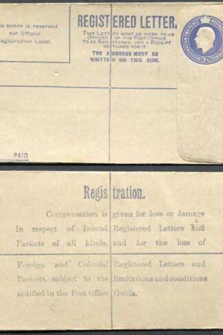 RP29 KGV 3 1/2d Blue Red Envelope CM Under Flap Type 6 Size F Mint