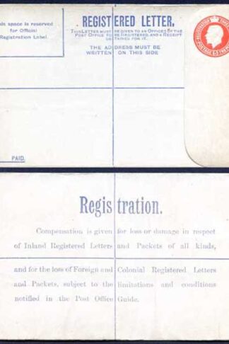 RP34 KGV 5d Orange Registered Envelope KP Under Flap Type 8 Size G MINT