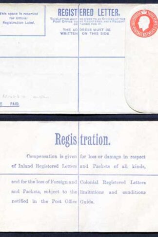 RP34 KGV 5d Orange Registered Envelope HP Under Flap Type 8 Size G MINT