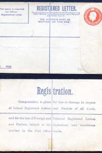 RP34 KGV 5d Orange Registered Envelope AQ Under Flap Type 8 Size G MINT