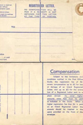 RP63 KGVI 5 1/2d Registered Envelope Size H McCorquodale Imprint Mint
