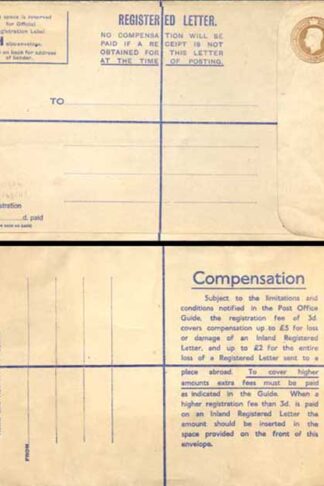 RP63 KGVI 5 1/2d Registered Envelope Size H McCorquodale Imprint Mint
