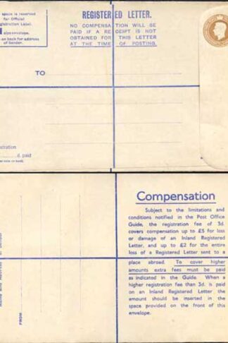 RP63 KGVI 5 1/2d Registered Envelope Size H McCorquodale Imprint Mint