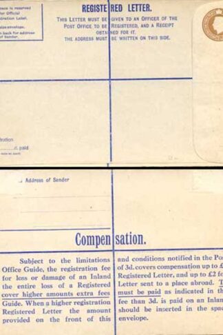 RP59 KGVI 5 1/2d Registered Envelope Size H McCorquodale Imprint Mint