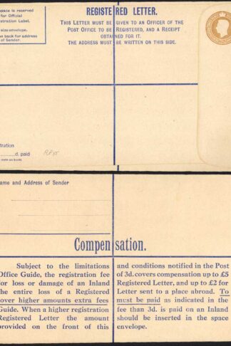 RP59 KGVI 5 1/2d Registered Envelope Size H McCorquodale Imprint Mint