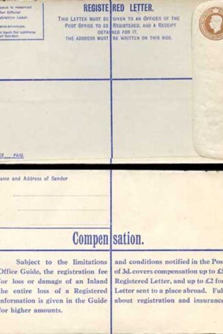 RP54 KGVI 5 1/2d Registered Envelope Size H McCorquodale Imprint MINT