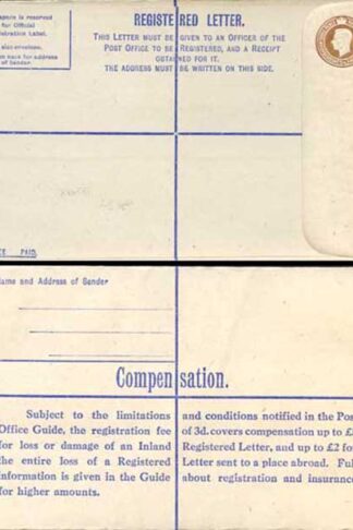 RP54 KGVI 5 1/2d Registered Envelope Size H McCorquodale Imprint MINT