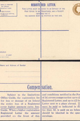 RP59 KGVI 5 1/2d Registered Envelope Size H McCorquodale Imprint Mint