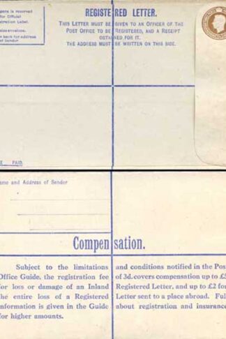 RP54 KGVI 5 1/2d Registered Envelope Size H McCorquodale Imprint MINT