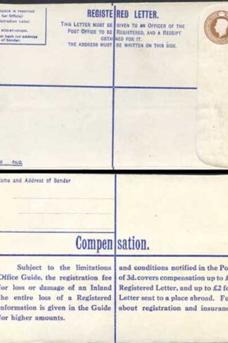 RP54 KGVI 5 1/2d Registered Envelope Size H McCorquodale Imprint MINT