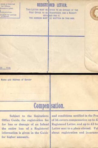 RP54 KGVI 5 1/2d Registered Envelope Size H McCorquodale Imprint MINT