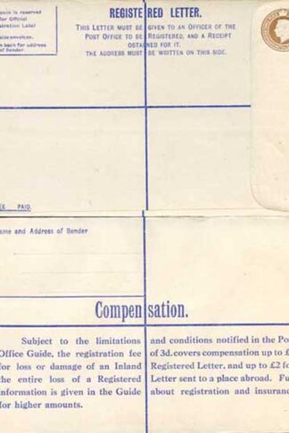 RP54 KGVI 5 1/2d Registered Envelope Size H McCorquodale Imprint MINT