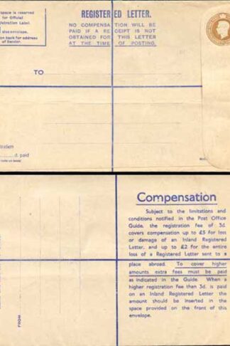 RP63 KGVI 5 1/2d Registered Envelope Size H McCorquodale Imprint Mint