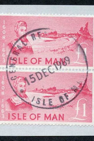 Isle of Man One Pound Deep Pink Pair QEII Pictorial Revenues CDS On Piece