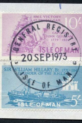 Isle of Man 10/- Purple and 5/- Blue QEII Pictorial Revenues CDS On Piece
