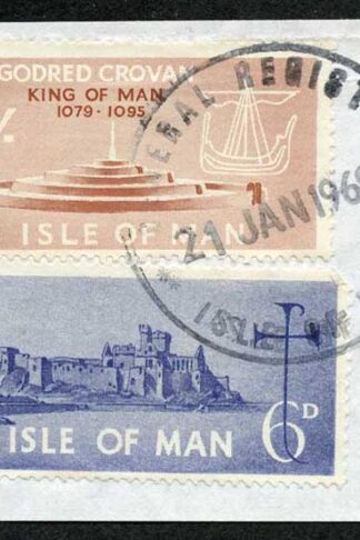 Isle of Man 1/- Brown and 6d Blue QEII Pictorial Revenues CDS On Piece