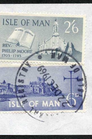 Isle of Man 2/6 Slate and 6d Blue QEII Pictorial Revenues CDS On Piece