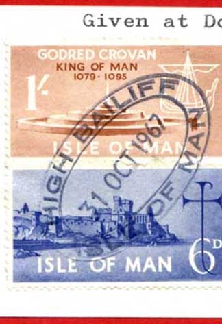 Isle of Man 1/- Brown and 6d Blue QEII Pictorial Revenues CDS On Piece