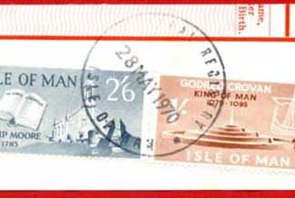 Isle of Man 2/6 Slate and 1/- Brown QEII Pictorial Revenues CDS On Piece