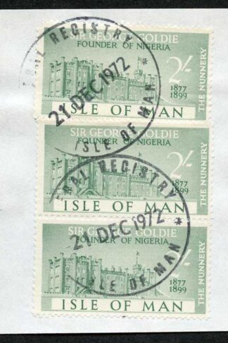 Isle of Man 2/- Green Strip 3 QEII Pictorial Revenues CDS On Piece