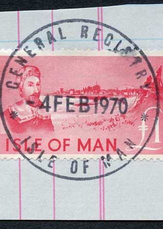Isle of Man One Pound Deep Pink QEII Pictorial Revenue CDS On Piece