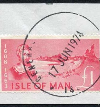 Isle of Man One Pound Deep Pink QEII Pictorial Revenue CDS On Piece