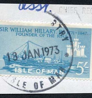 Isle of Man 5/- Blue QEII Pictorial Revenue CDS On Piece