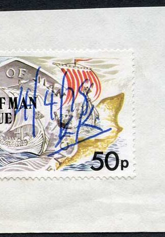 Isle of Man 50p Multicoloured QEII Pictorial Revenue Manuscript Cancel On Piece