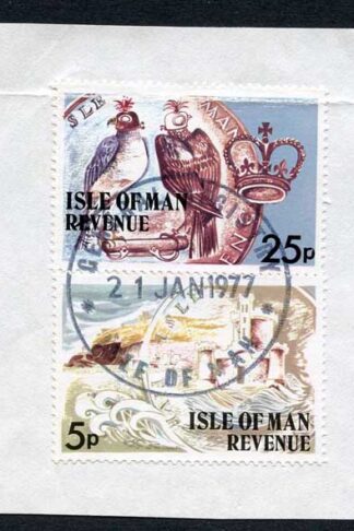 Isle of Man 25p and 5p Multicoloured QEII Pictorial Revenue CDS On Piece
