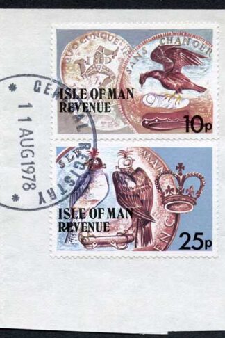Isle of Man 10p and 25p Multicoloured QEII Pictorial Revenue CDS On Piece