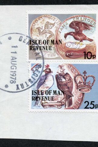 Isle of Man 10p and 25p Multicoloured QEII Pictorial Revenue CDS On Piece