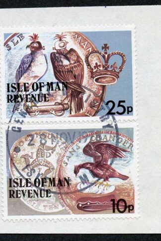 Isle of Man 10p and 25p Multicoloured QEII Pictorial Revenue CDS On Piece