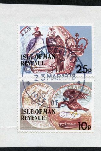 Isle of Man 10p and 25p Multicoloured QEII Pictorial Revenue CDS On Piece