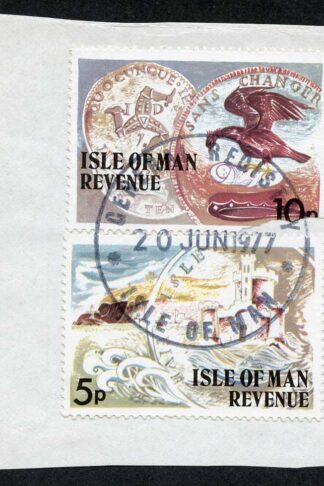 Isle of Man 10p and 5p Multicoloured QEII Pictorial Revenue CDS On Piece