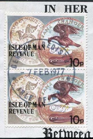 Isle of Man 2 x 10p Multicoloured QEII Pictorial Revenue CDS On Piece