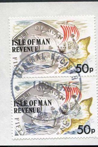Isle of Man 2 x 50p Multicoloured QEII Pictorial Revenue CDS On Piece