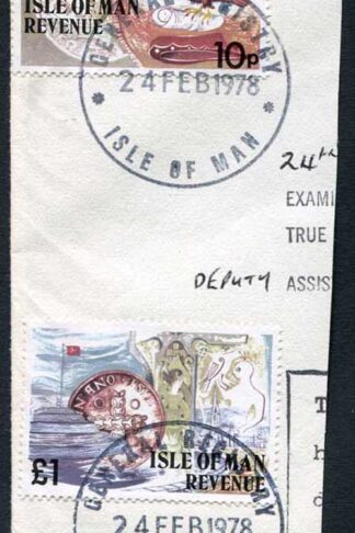 Isle of Man 1 Pound and 10p Multicoloured QEII Pictorial Revenue CDS On Piece