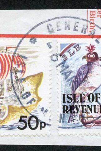 Isle of Man 50p and 25p Multicoloured QEII Pictorial Revenue CDS On Piece