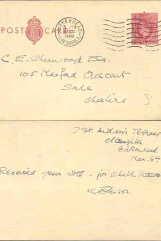 CP104b KGVI 2d Brown Post Office Issue Postcard on Cream Card Used