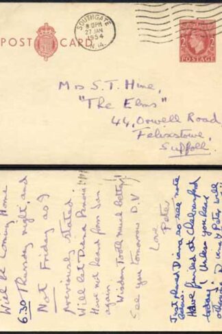 CP104b KGVI 2d Brown Post Office Issue Postcard on Cream Card Used