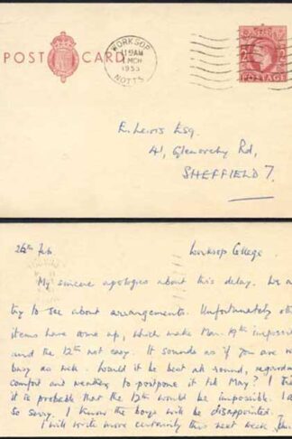 CP104b KGVI 2d Brown Post Office Issue Postcard on Cream Card Used